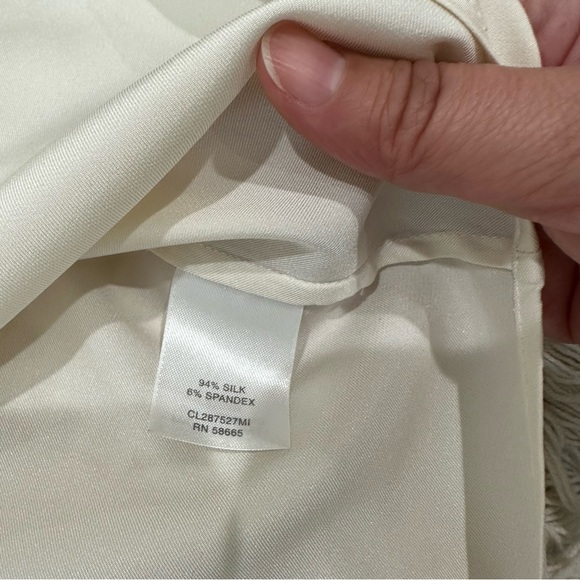 CLASSIQUES ENTIER Ivory Silk Long Sleeve Blouse Popover Tunic Top Cream … - Picture 10 of 13